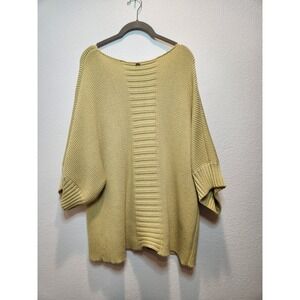 St. John Yellow Knit Dolman Sleeve Sweater Boat Neck Oversized Garter Stitch